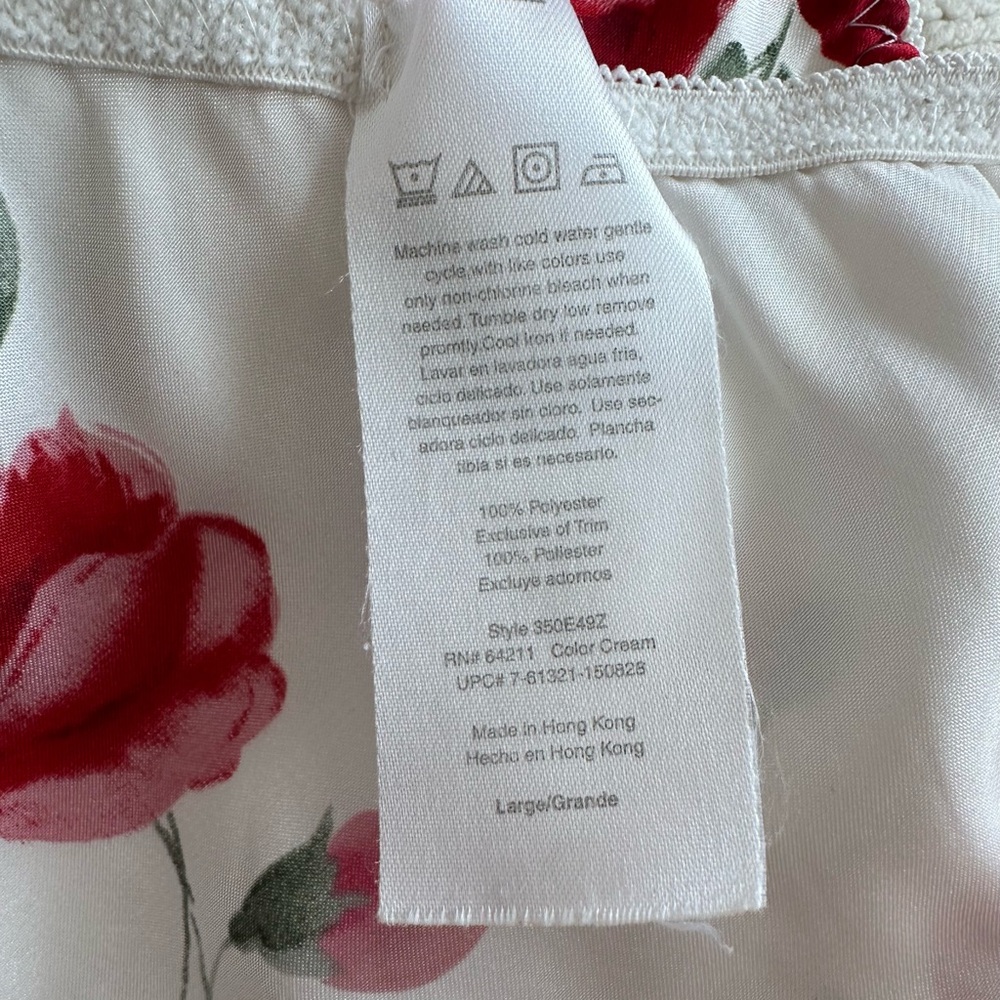Vintage red rose satin silky 3 piece lingerie set - Picture 11 of 14